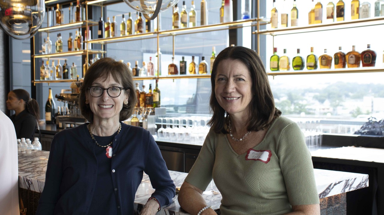 two women smiling