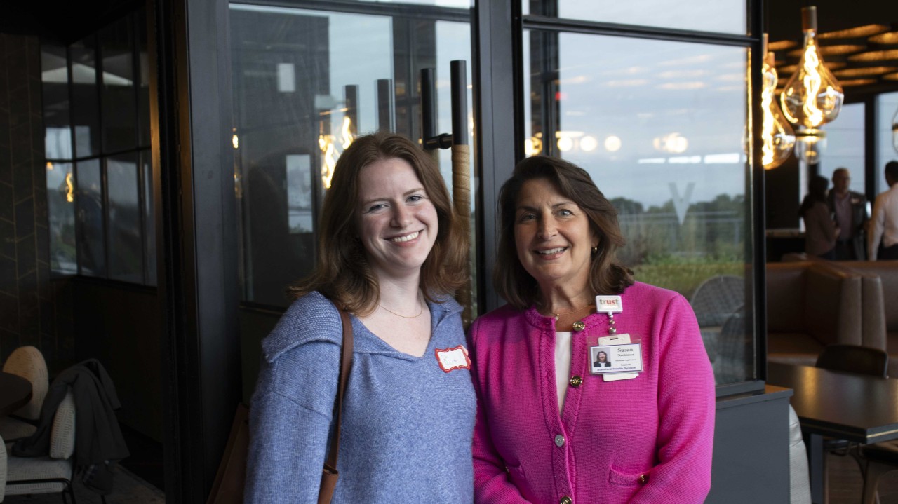 two women smiling